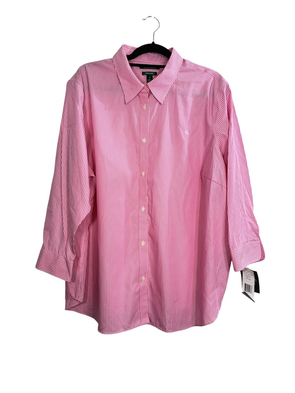 Ralph Lauren Pink and White Pinstripe Blouse, Size 3X New